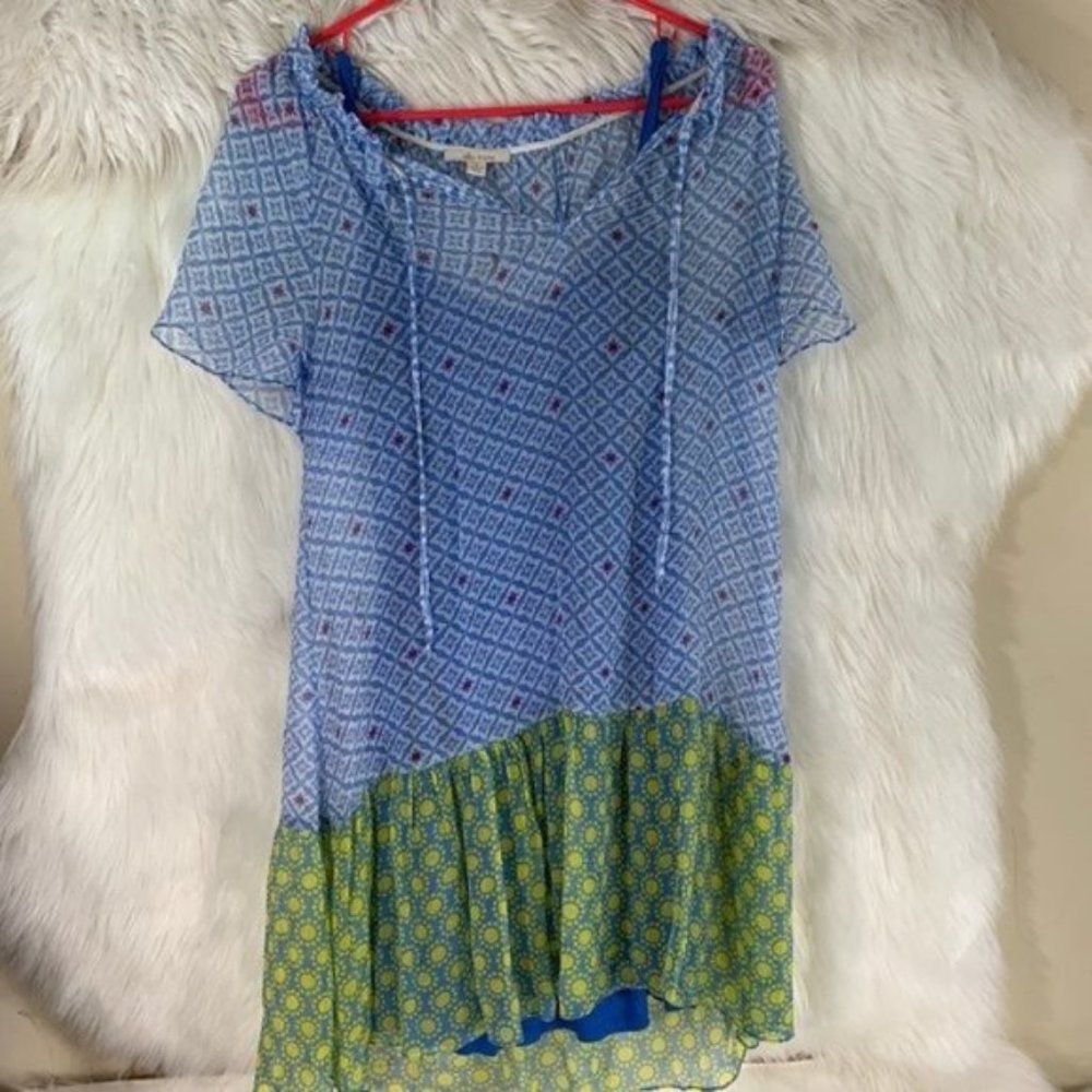 Ella Moss Size Small Sheer With Slip Dress Blue